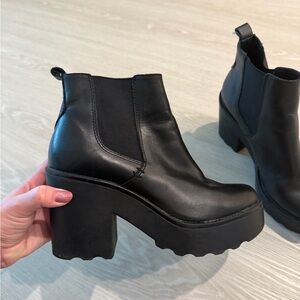 Steve Madden Black Chunky Heel Ankle Boots